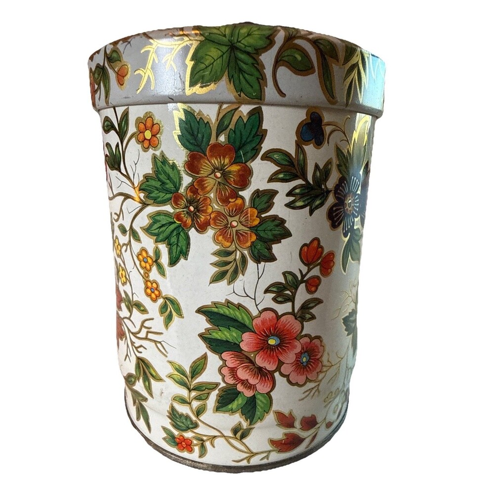 Vintage DAHER Tin English Wildflowers Colorful‎ Cottagecore England 4.5” Tall